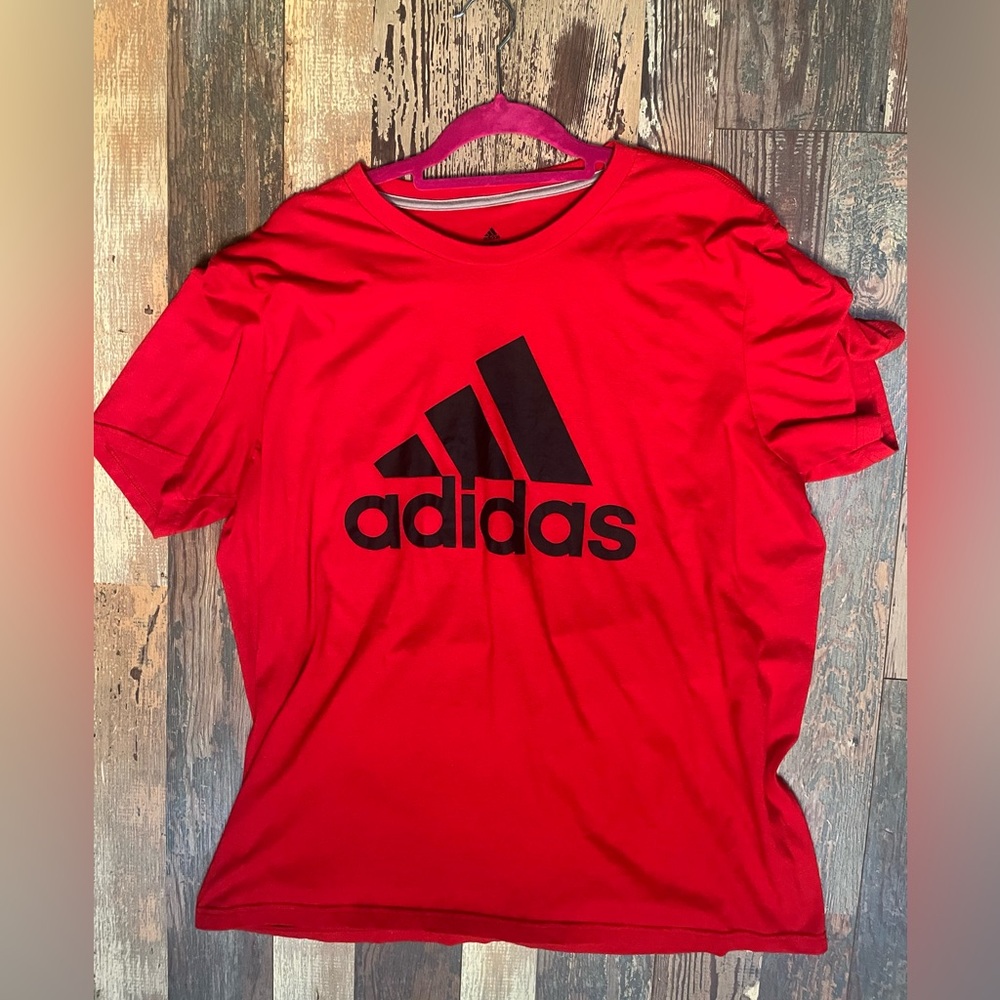 adidas Red Performance Tee with Black Logo